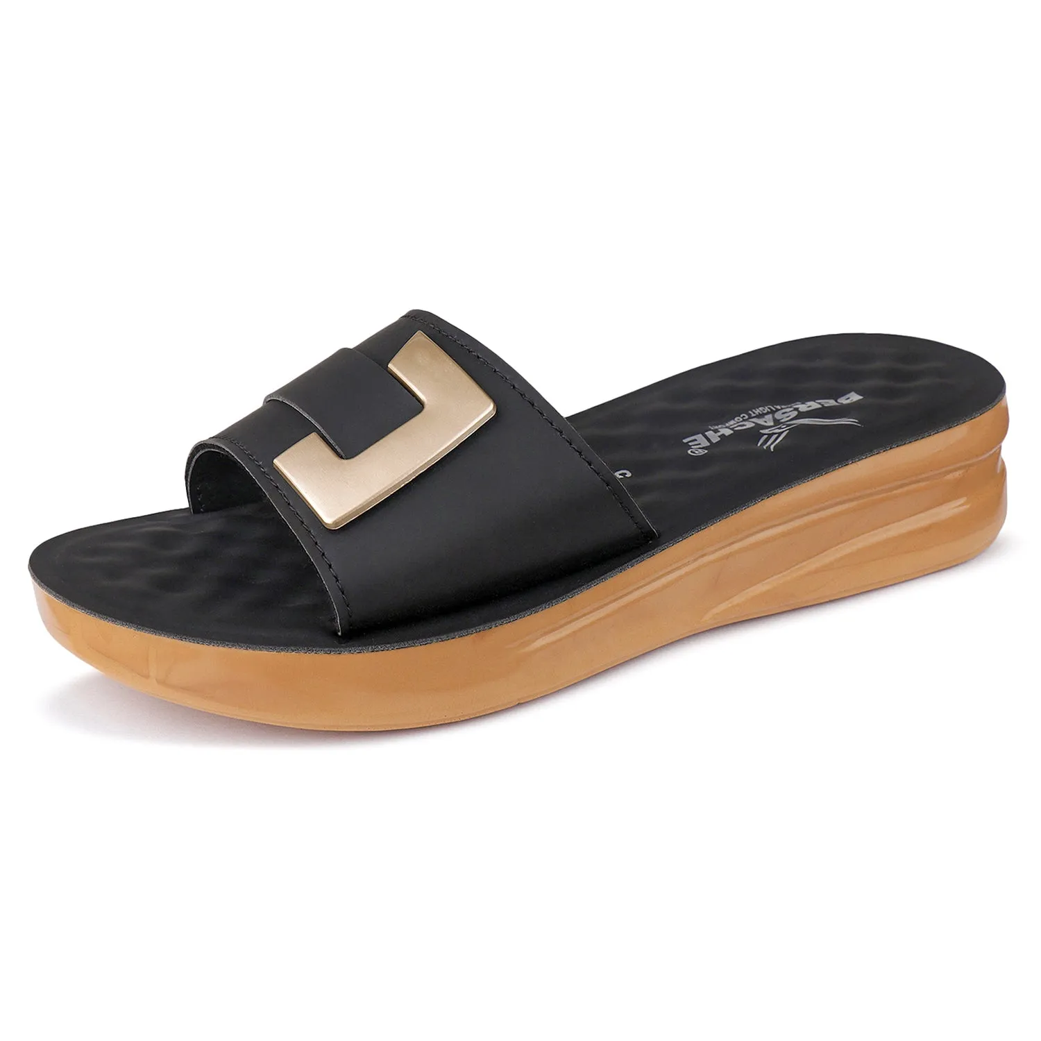 Slippers Charm Bersache Extra Soft Classic Casual with  Regular wear with Ultra Soft & Flexibility Technology Flip Flop For Women's/Girl's-(6155-Black)