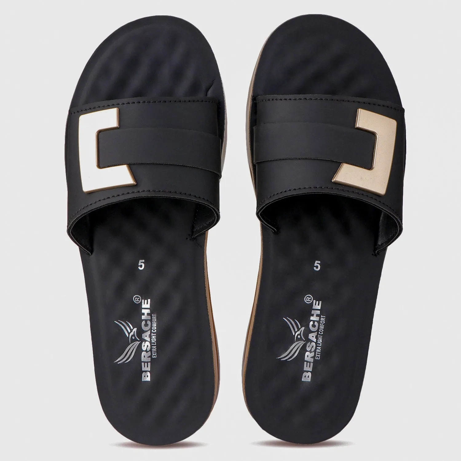 Chair Slippers Bersache Extra Soft Classic Casual with  Regular wear with Ultra Soft & Flexibility Technology Flip Flop For Women's/Girl's-(6155-Black)