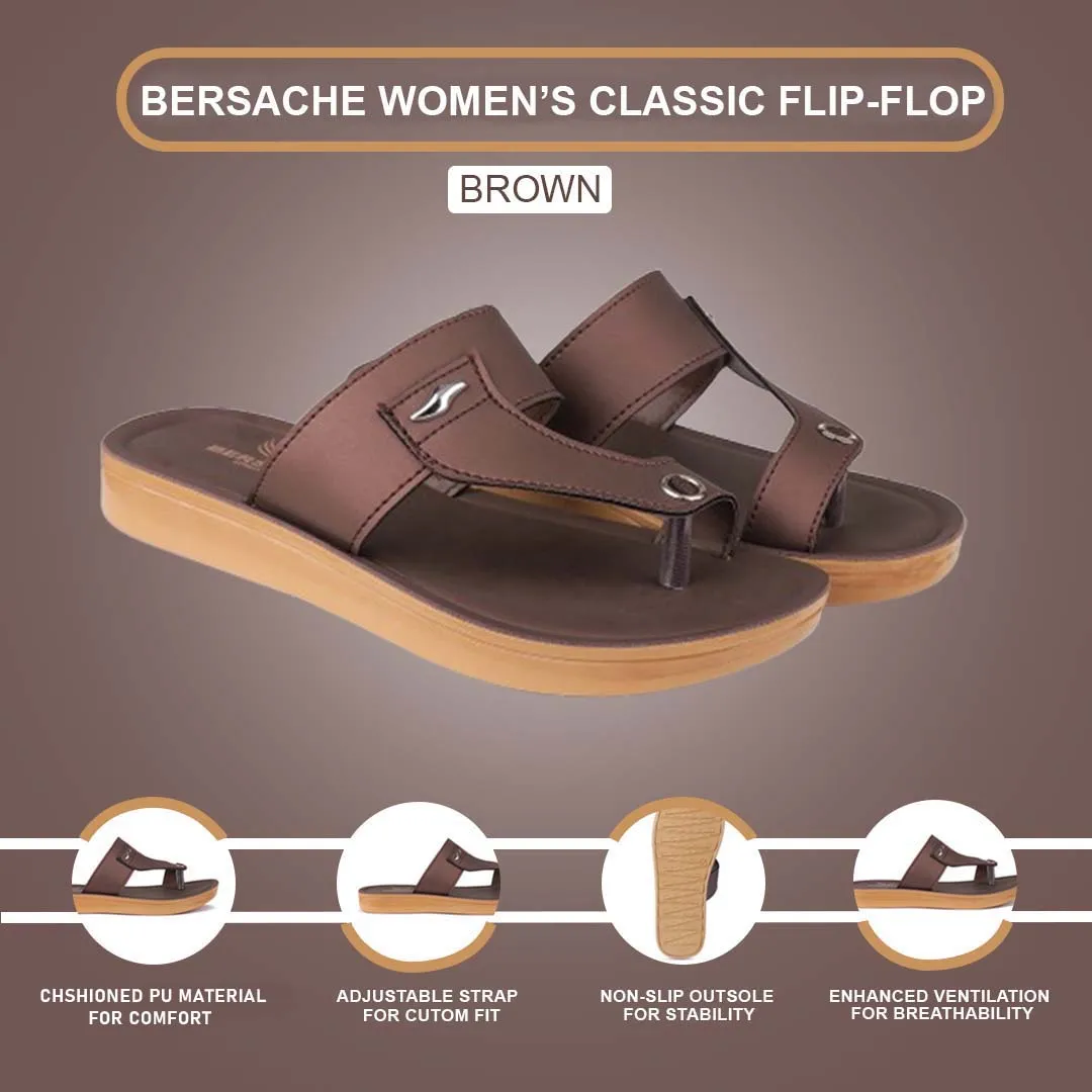 Bersache Extra Soft Classic Casual with  Regular wear with Ultra Soft & Flexibility Technology Flip Flop For Women's/Girl's-(6158-Brown) Cool Cat Slides