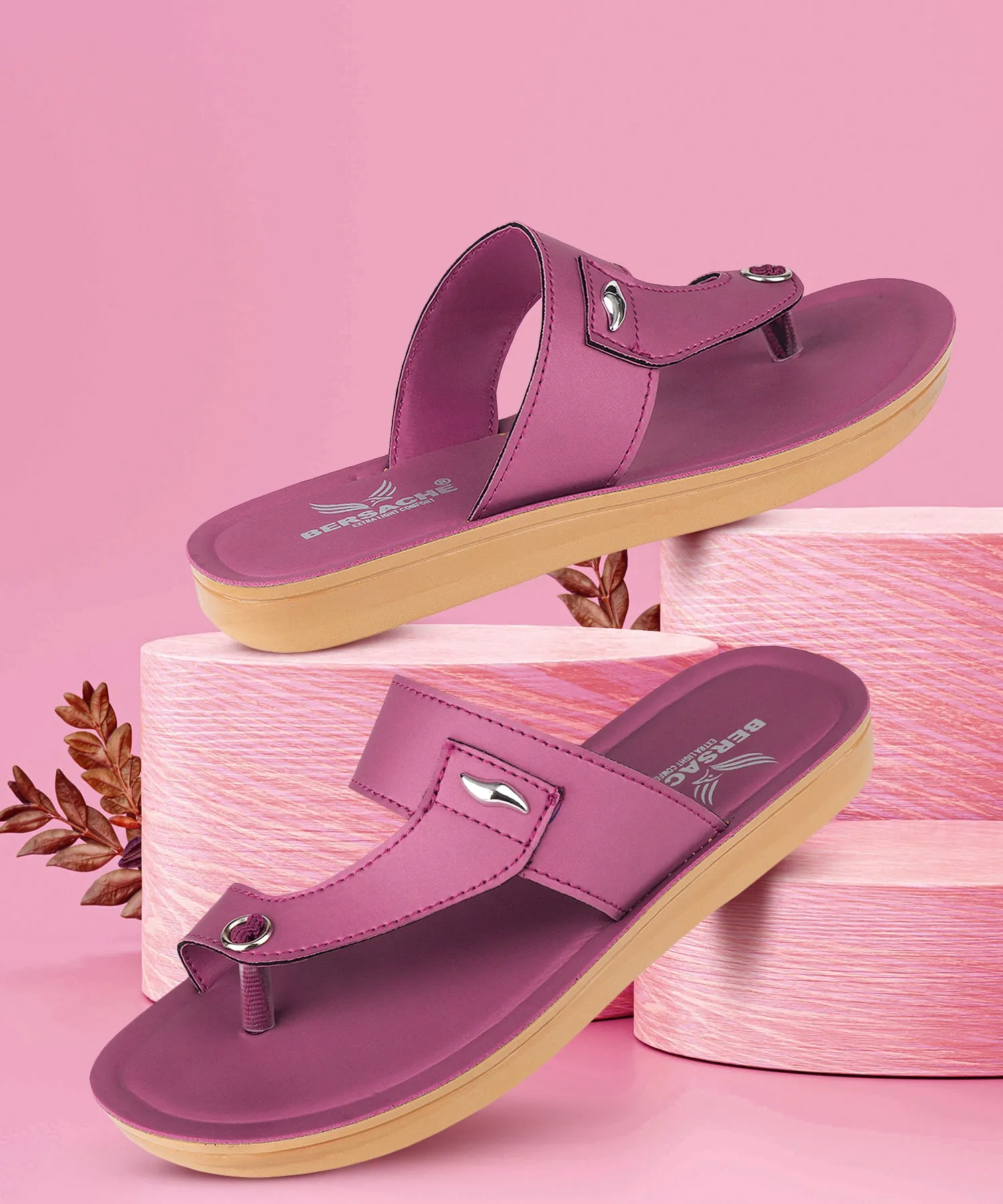 Slippers Frozen Bersache Extra Soft Classic Casual with  Regular wear with Ultra Soft & Flexibility Technology Flip Flop For Women's/Girl's-(6159-Pink)