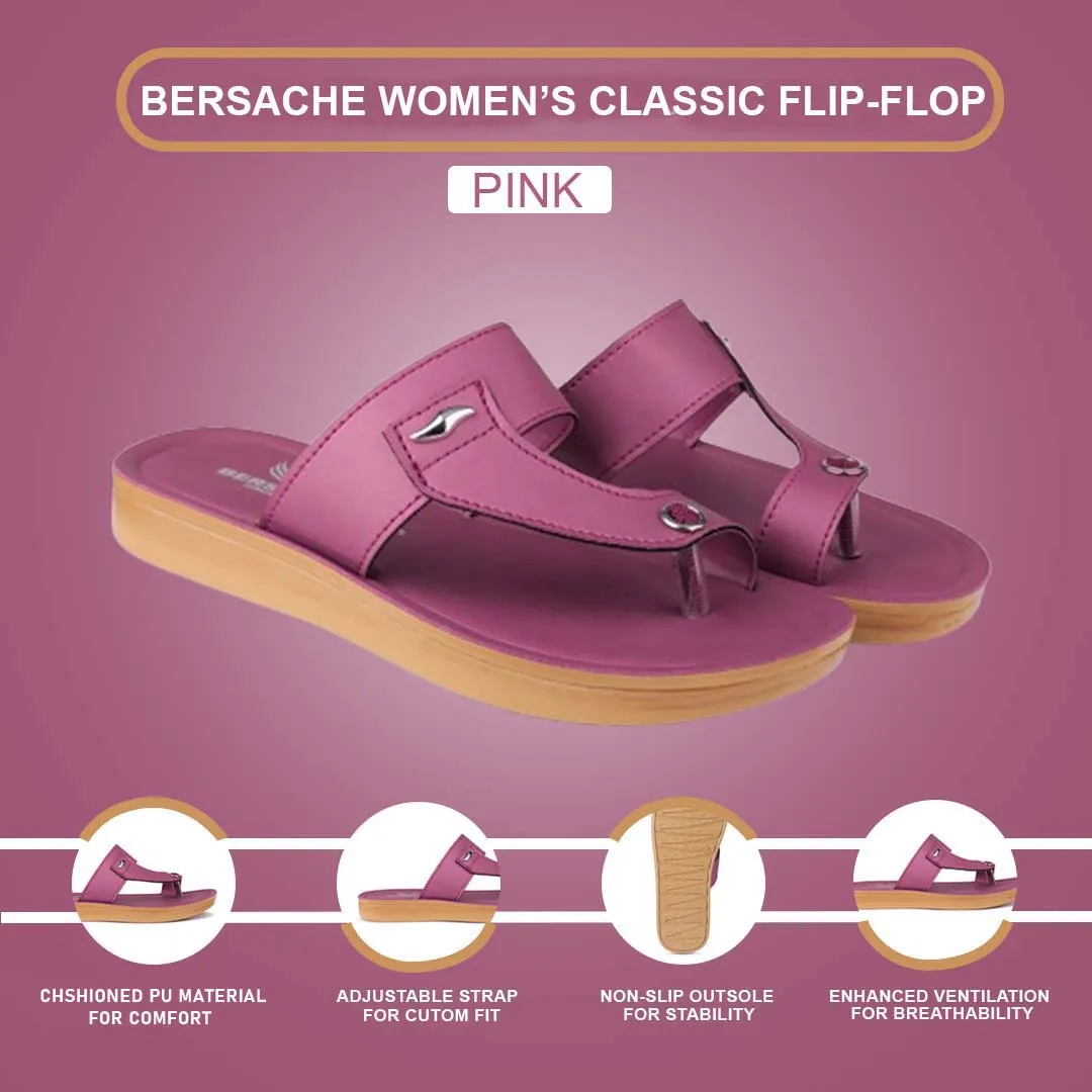 Slippers Sneakers Bersache Extra Soft Classic Casual with  Regular wear with Ultra Soft & Flexibility Technology Flip Flop For Women's/Girl's-(6159-Pink)