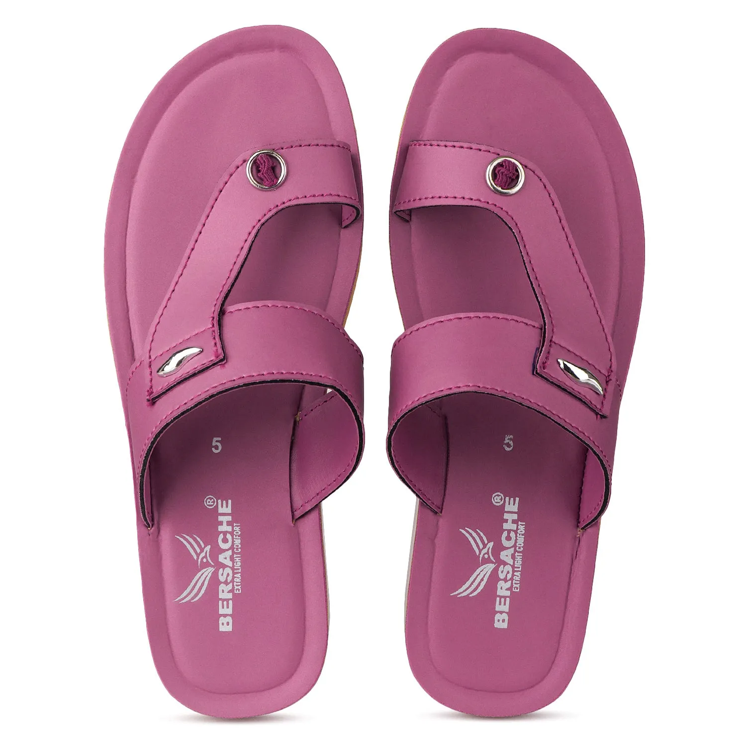 Bersache Extra Soft Classic Casual with  Regular wear with Ultra Soft & Flexibility Technology Flip Flop For Women's/Girl's-(6159-Pink) Slides With Closed Toe