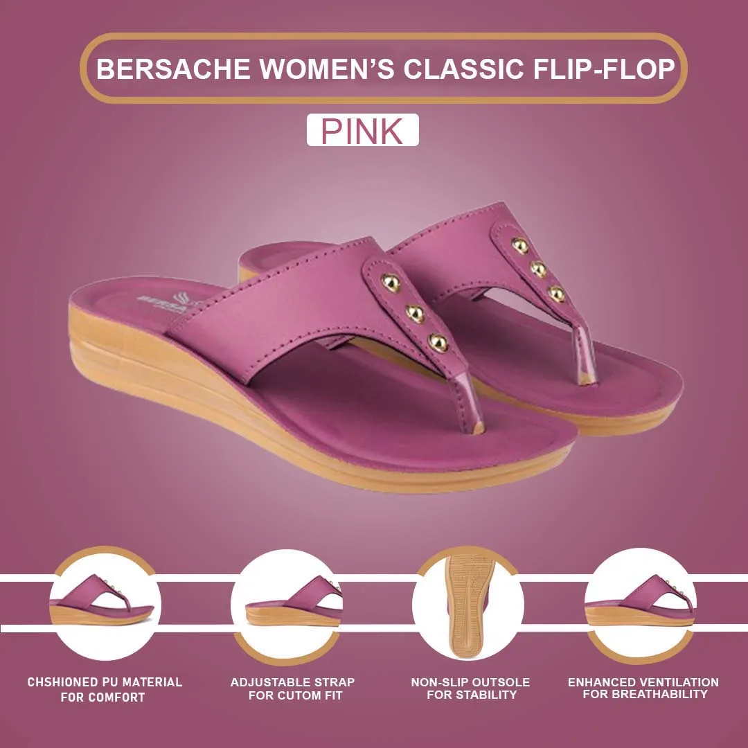 Wolf Feet Slippers Bersache Extra Soft Classic Casual with  Regular wear with Ultra Soft & Flexibility Technology Flip Flop For Women's/Girl's-(6163-Pink)
