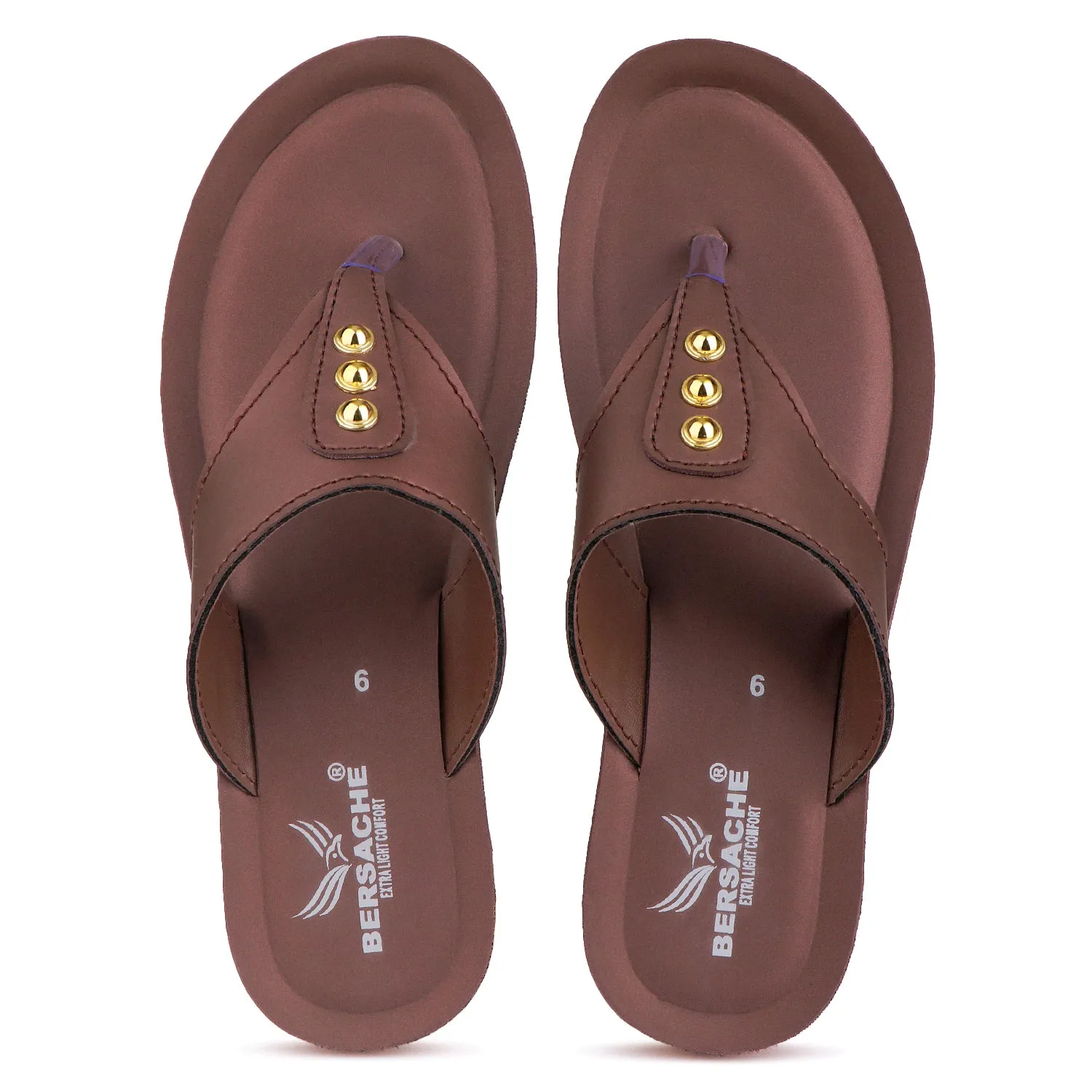 Bersache Extra Soft Classic Casual with  Regular wear with Ultra Soft & Flexibility Technology Flip Flop For Women's/Girl's-(6164-Brown) Down Slippers