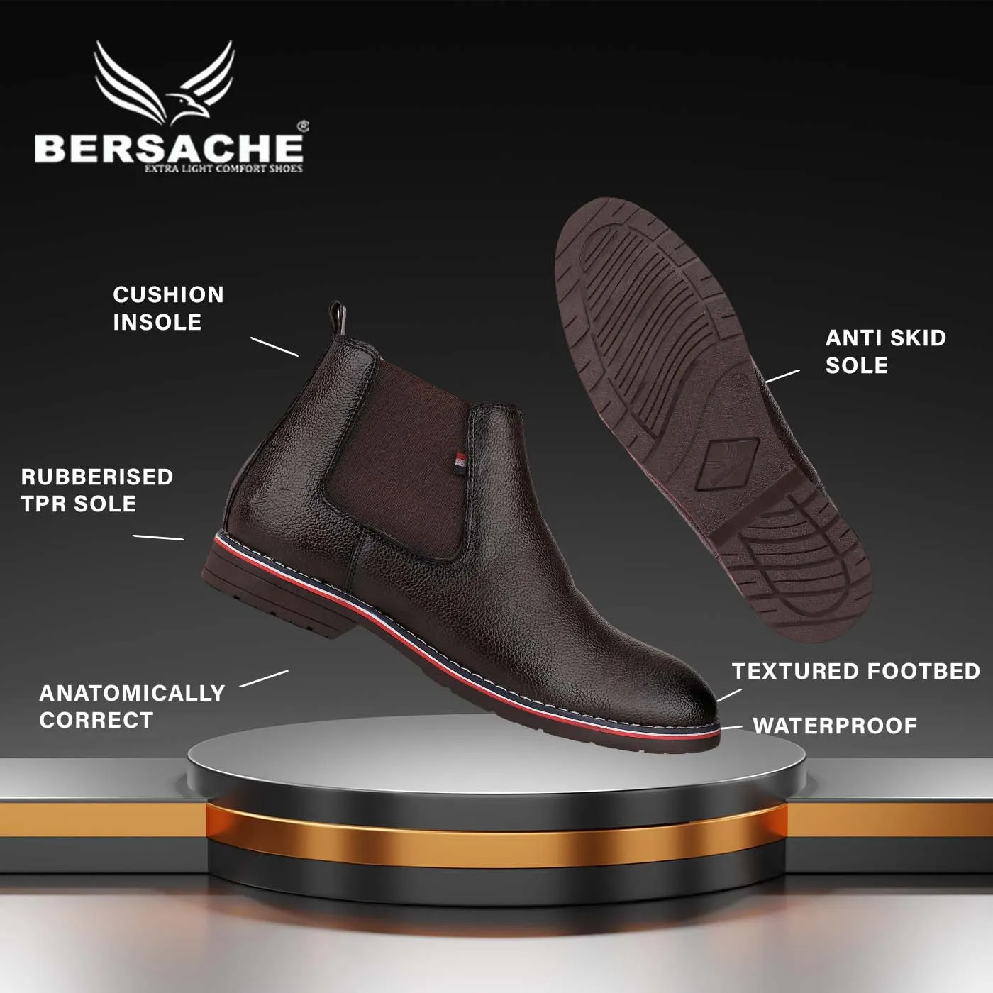 Sliders Walmart Bersache Lightweight Casual Loafer Walking Shoes For Men (9084-Dark Brown)