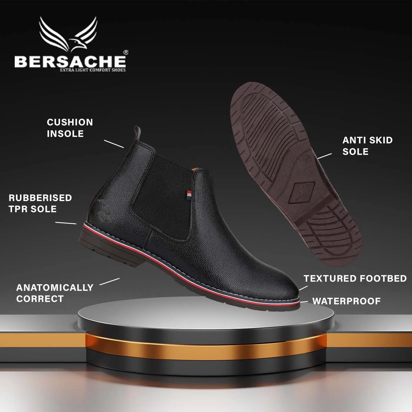 Best Slides For Plantar Fasciitis Bersache Lightweight Casual Loafer Walking Shoes For Men (9085-Black)