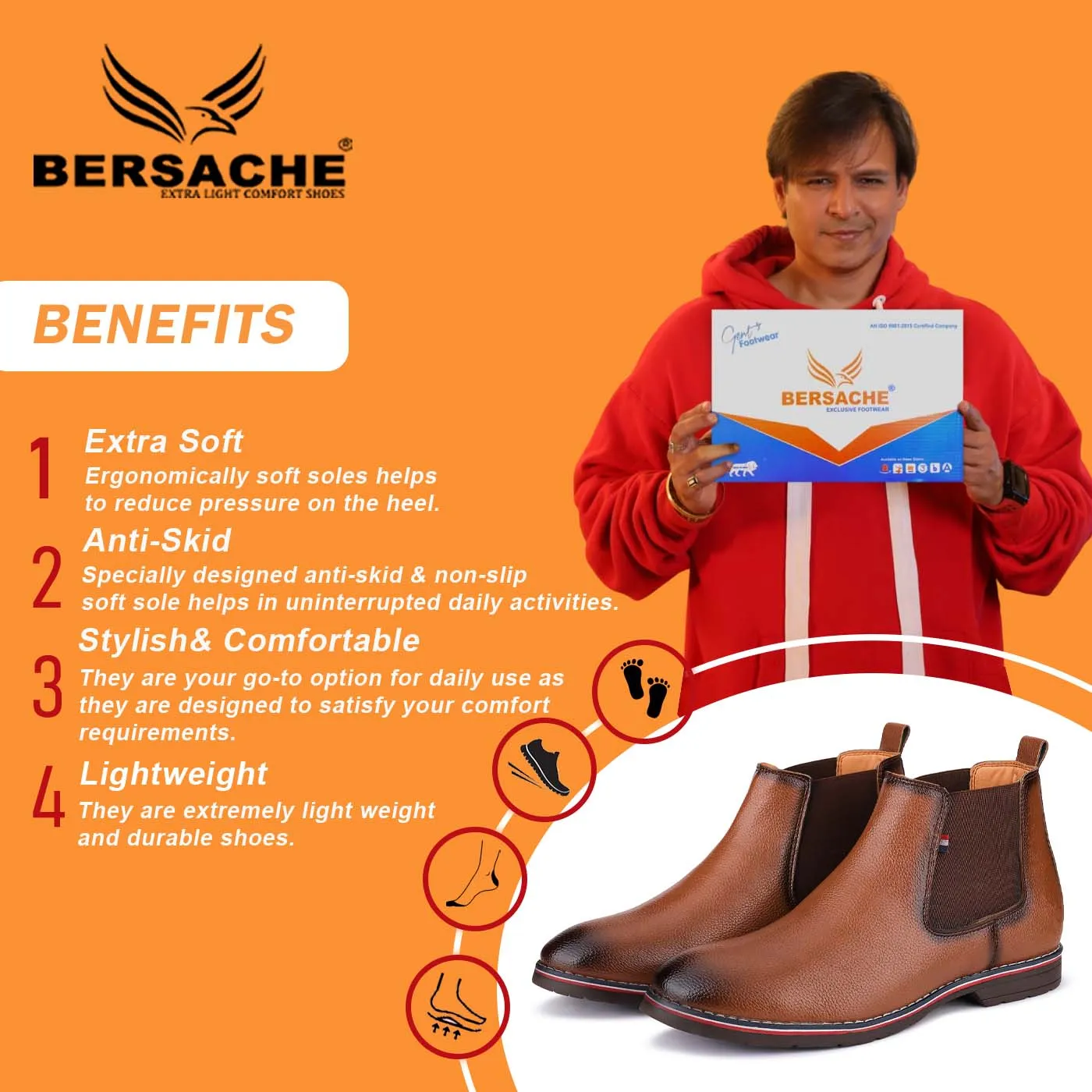 Bersache Lightweight Casual Loafer Walking Shoes For Men (9086-Light Brown) Original Ruby Slippers