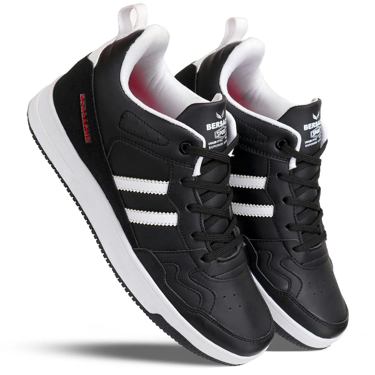 Bersache Lightweight Sports Running Shoes For Men Black-9056 Slippers Adults