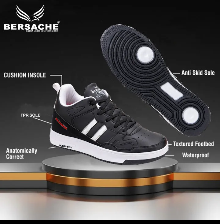 Bersache Lightweight Sports Running Shoes For Men Black-9056 Bengals Slippers