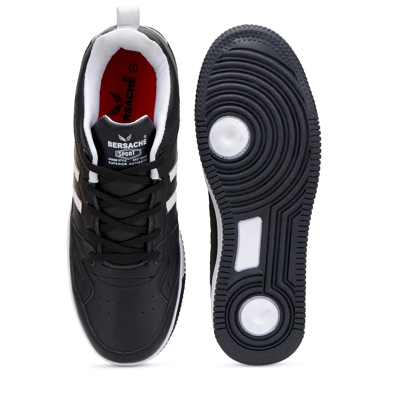 Bersache Lightweight Sports Running Shoes For Men Black-9056 Bunny Slippers Code