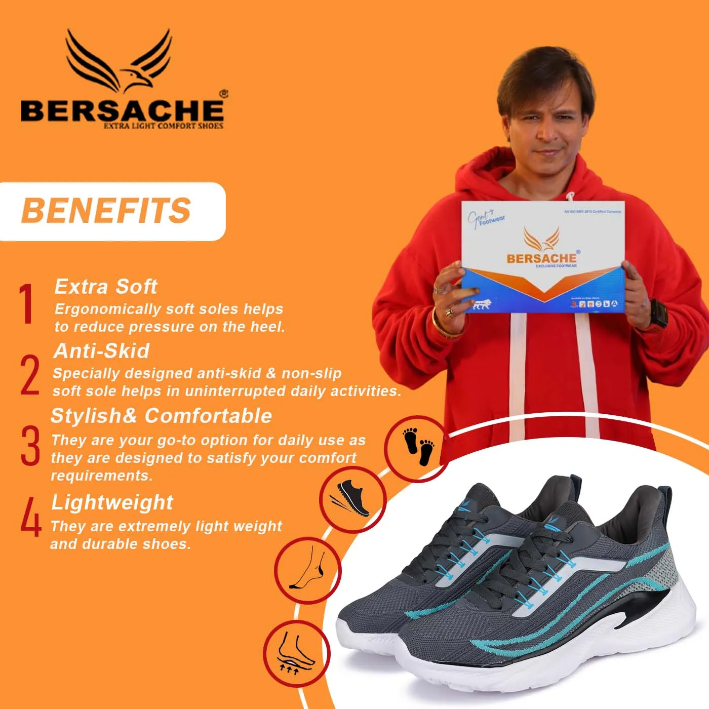 Bersache Sneaker, Loafers ,Casual with extra comfort sneakers for men-8024 (Grey) Sherling Slippers