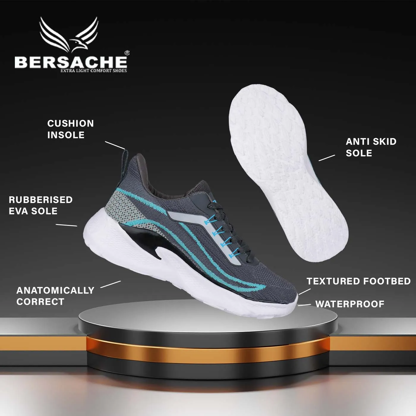 Bersache Sneaker, Loafers ,Casual with extra comfort sneakers for men-8024 (Grey) Dirty Slippers