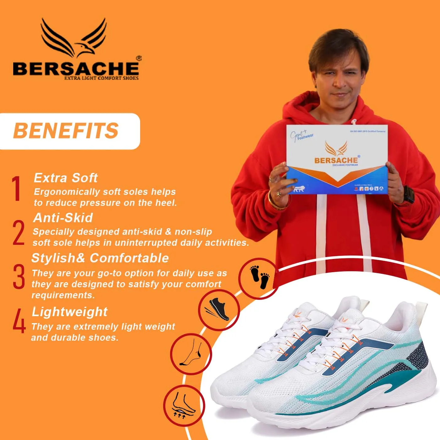 Slippers Clipart Bersache Sneaker, Loafers ,Casual with extra comfort snearkers for men -8011 (White)