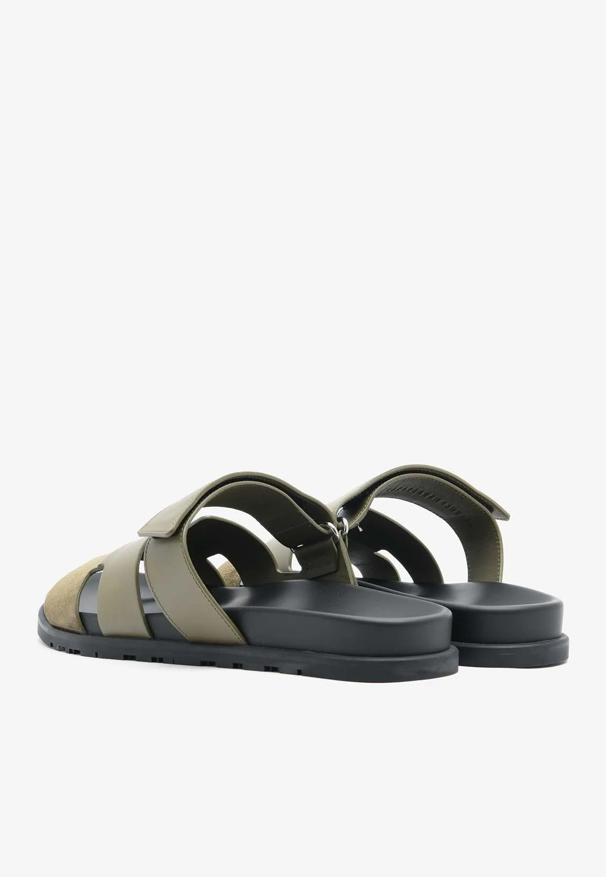 Sandals With The Bow Chypre Sandals in Vert Toundra Calfskin and Suede