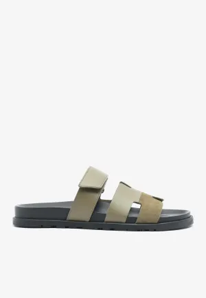 Chypre Sandals in Vert Toundra Calfskin and Suede Sandals Popular