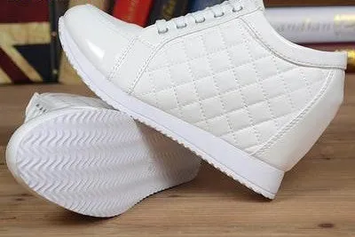 Casual Shoes At Famous Footwear Black White Hidden Wedge Heels Fashion Women's Elevator Shoes Casual Shoes For Women wedge heel Rhinestone