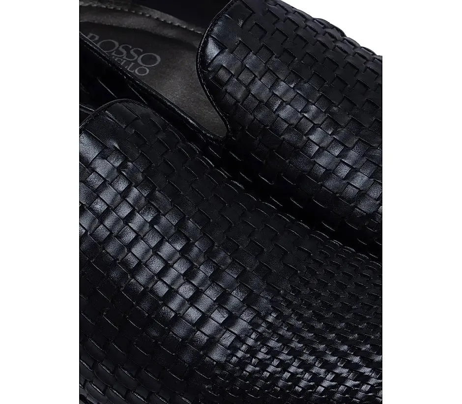 Doc Martens Tassel Loafers Black Woven Pattern Loafers