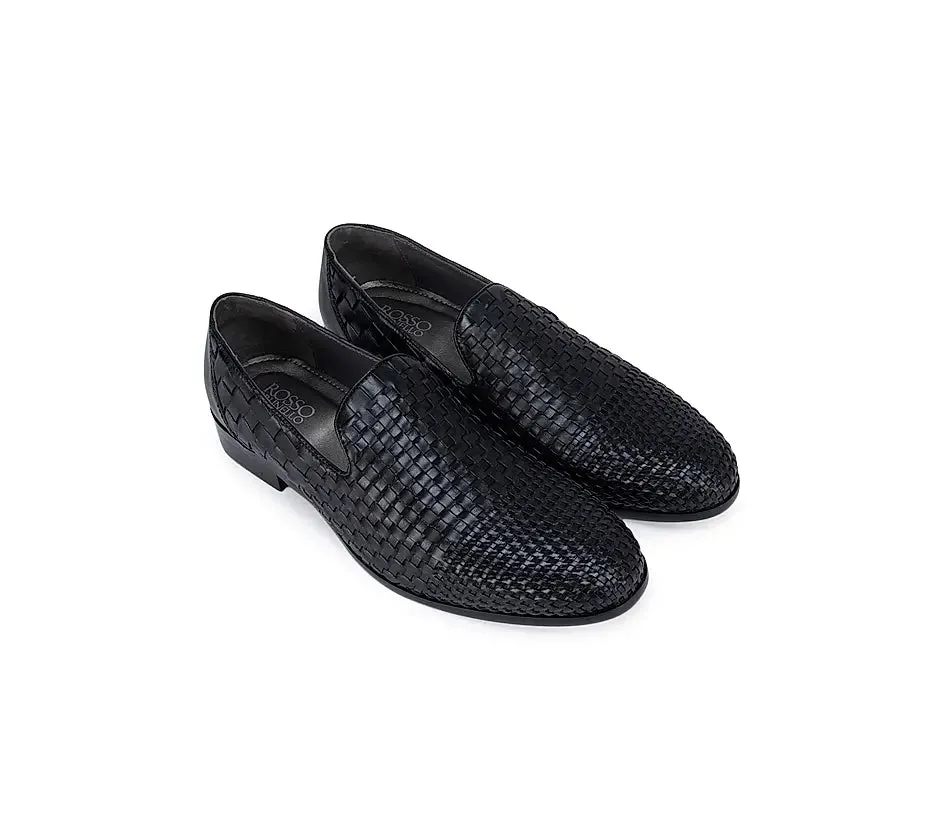 Best No-show Socks For Loafers Black Woven Pattern Loafers