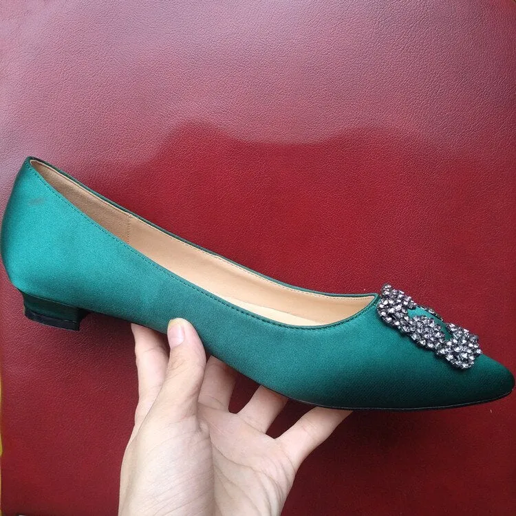 Black Satin Cloth Flats Shoes Woman Basic 2023 Fashion Sequined Rhinestones Crystal Diamond Flats Bridal Shoe Work Women Shoes Used Flats Shoes