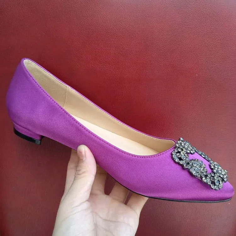 Best Office Shoes For Flat Feet Black Satin Cloth Flats Shoes Woman Basic 2023 Fashion Sequined Rhinestones Crystal Diamond Flats Bridal Shoe Work Women Shoes