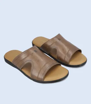 BM6674-OLIVE-Men Slipper Cowhide Slip On Shoes