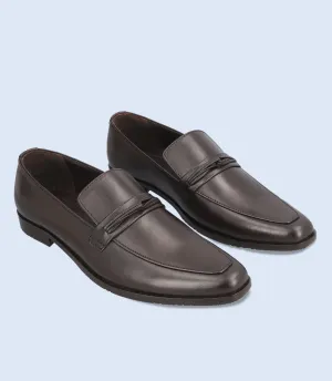 BM6708-COFFEE-Men Slip On Leather Slip On Loafers Slip On