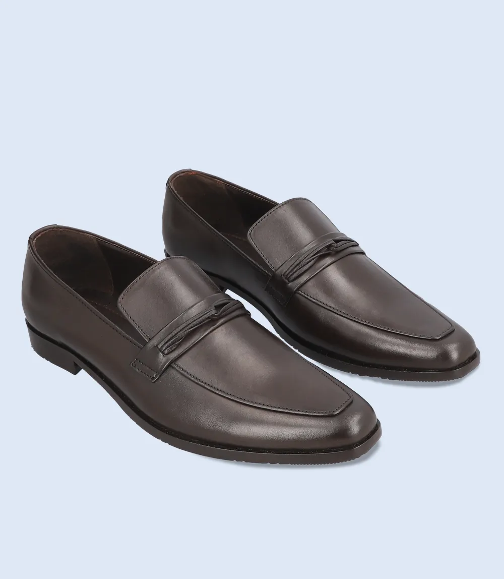 BM6708-COFFEE-Men Slip On Leather Slip On Shoes Casual