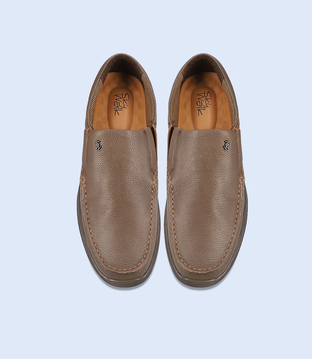 BM6742-BROWN-Men Slip on Slip On Golf Shoe