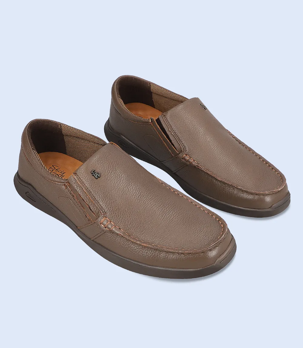 BM6742-BROWN-Men Slip on Ladies Canvas Slip On