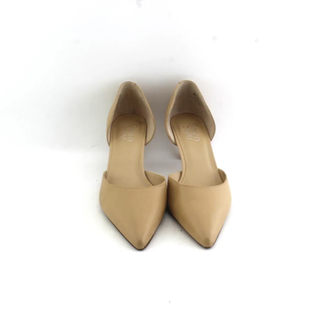 FRANCO SARTO DEMILLE, BEIGE LE White Platform Slides