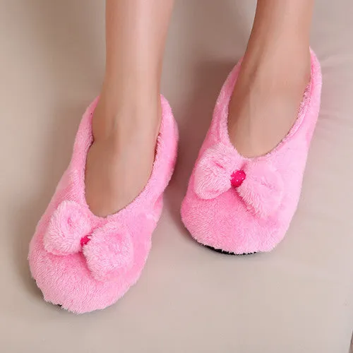 BowKnot Warm Soft Sole Women Indoor Floor Slippers/Shoes Bow Tie Flannel Home Slippers Uggs Slippers Tasman Black