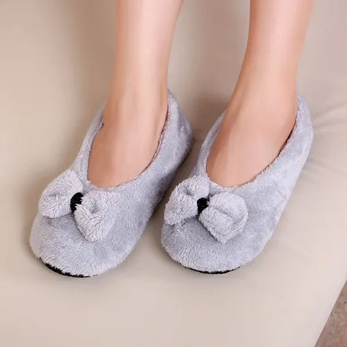 Slip Platform Tazz BowKnot Warm Soft Sole Women Indoor Floor Slippers/Shoes Bow Tie Flannel Home Slippers