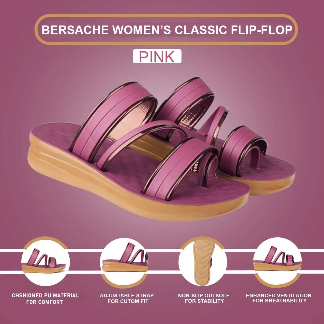 Slippers Japanese Bersache Extra Soft Classic Casual with  Regular wear with Ultra Soft & Flexibility Technology Flip Flop For Women's/Girl's-(6162-Pink)