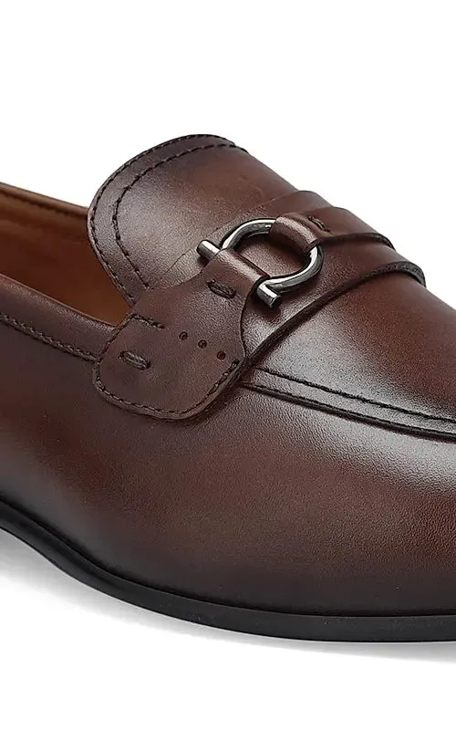 Boss Loafers Coffee Embellished Leather Loafers