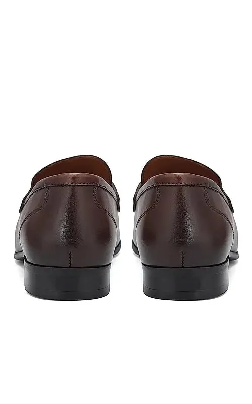 Gator Loafers Coffee Embellished Leather Loafers