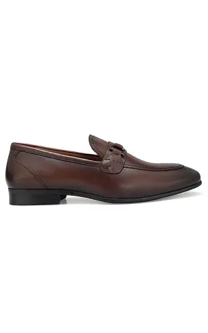 Loafers Men Coffee Embellished Leather Loafers