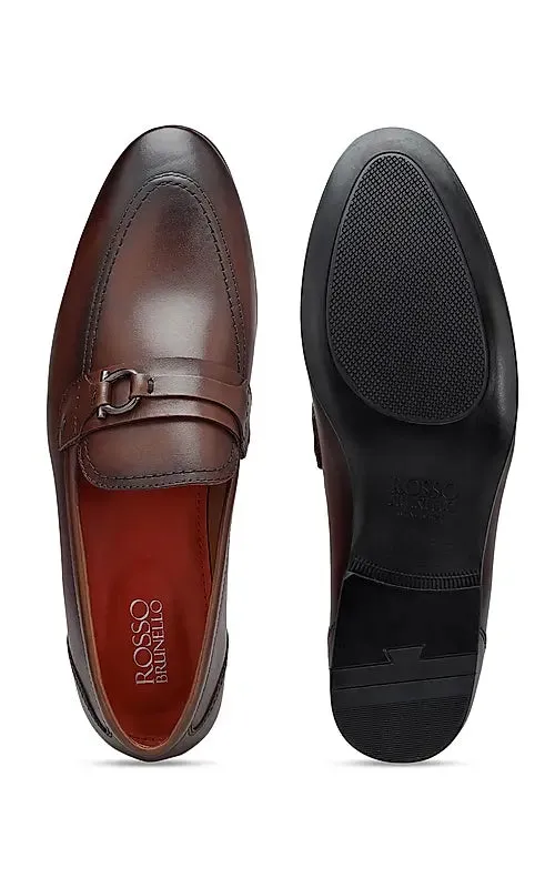 Coffee Embellished Leather Loafers Suede Loafers Women