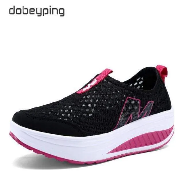 Flat Shoes Dangling Spring Summer Shoes Woman Breathable Air Mesh Flat Platform Women Slip On