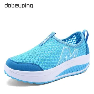 Spring Summer Shoes Woman Breathable Air Mesh Flat Platform Women Slip On Straw Flat Shoes