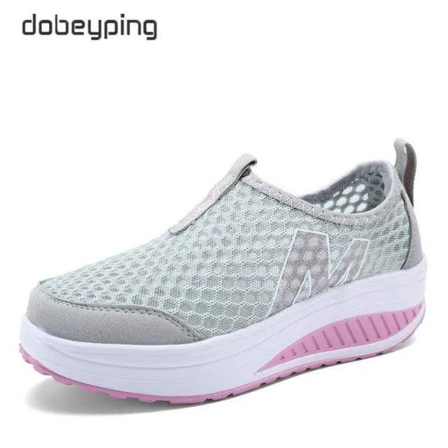 Sparkly Wedding Shoes Flats Spring Summer Shoes Woman Breathable Air Mesh Flat Platform Women Slip On