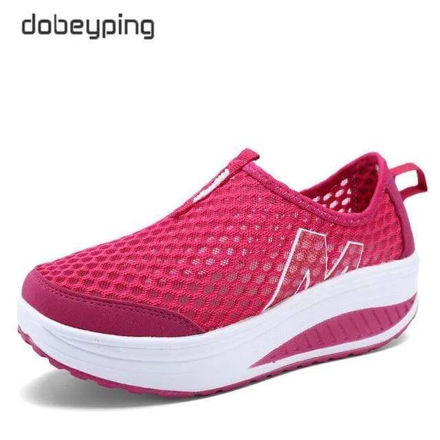 Spring Summer Shoes Woman Breathable Air Mesh Flat Platform Women Slip On Gravel Bike Flat Shoes