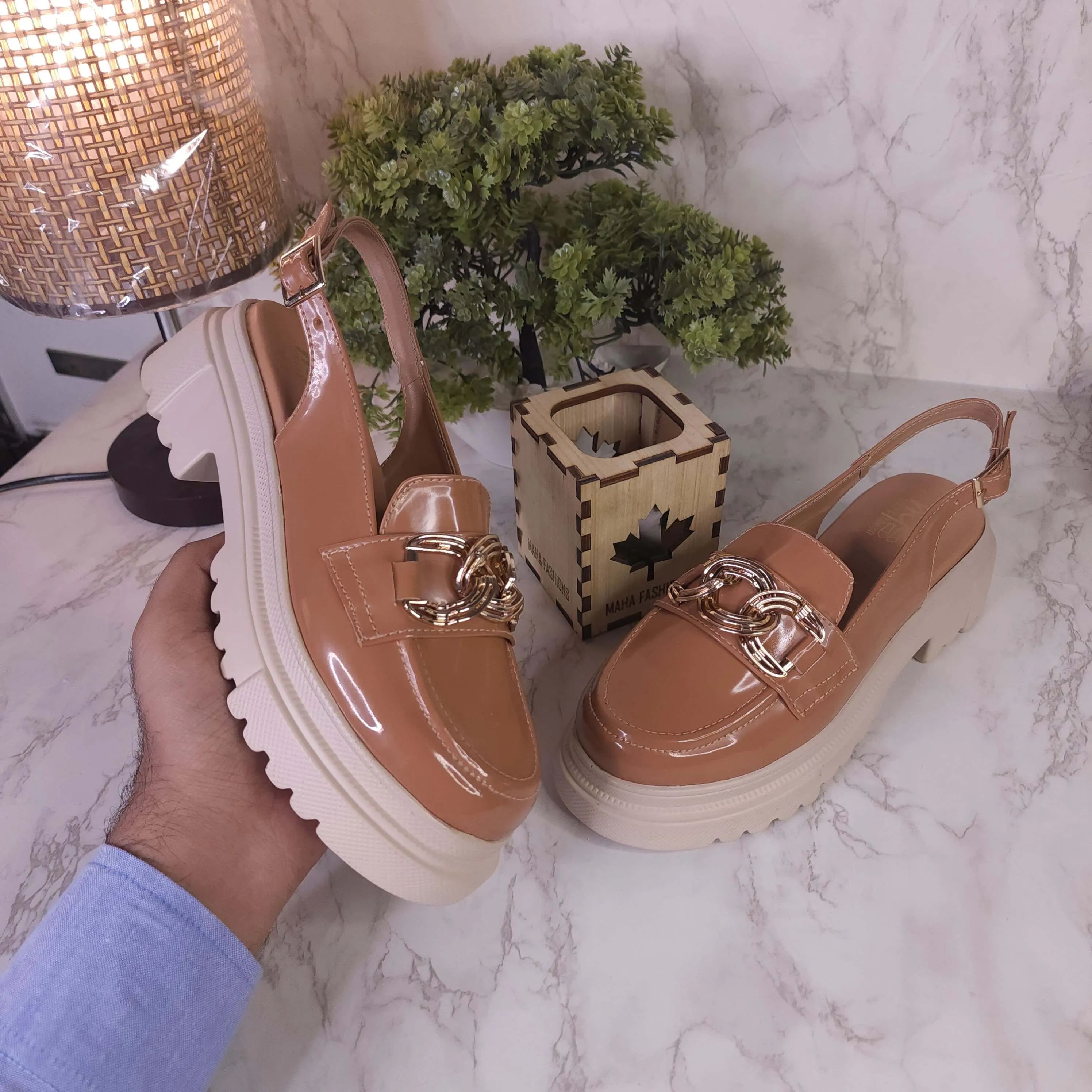 Air Force 1 Mid Casual Shoes Brown Patent Platform Sandals