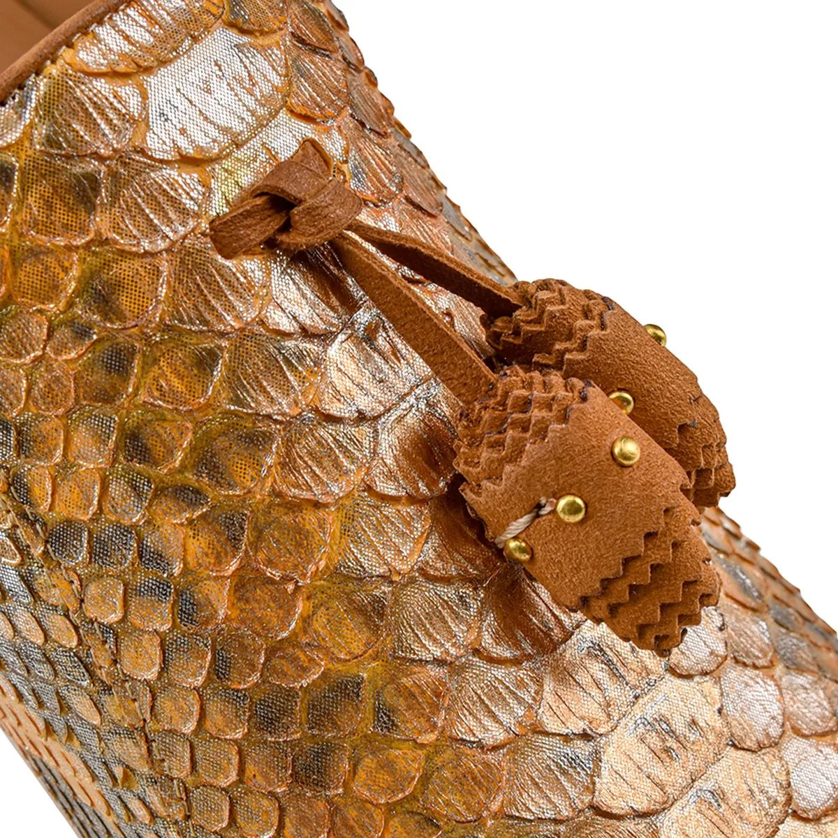 Made In Usa Loafers S34PYPY - Cuadra honey casual fashion python tassle loafer for women