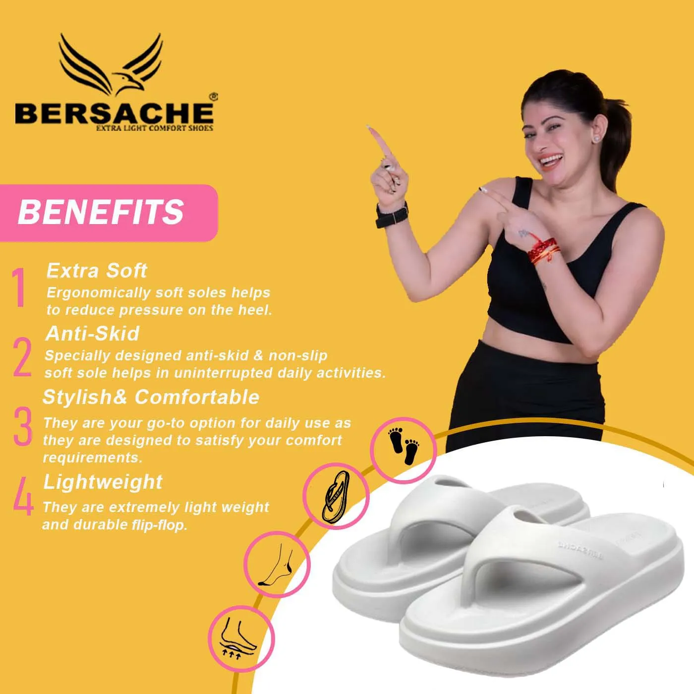 Bersache Extra Soft Classic Casual with  Regular wear with Ultra Soft & Flexibility Technology Flip Flop For women's/Girl's-(6108-White) Cozy Cat Slippers