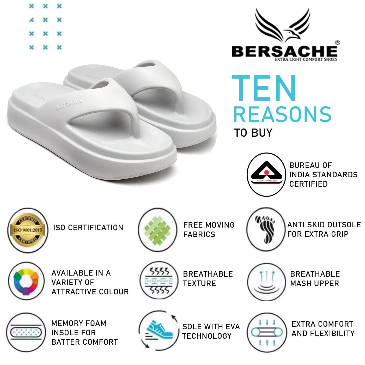 Emo Slippers Bersache Extra Soft Classic Casual with  Regular wear with Ultra Soft & Flexibility Technology Flip Flop For women's/Girl's-(6108-White)