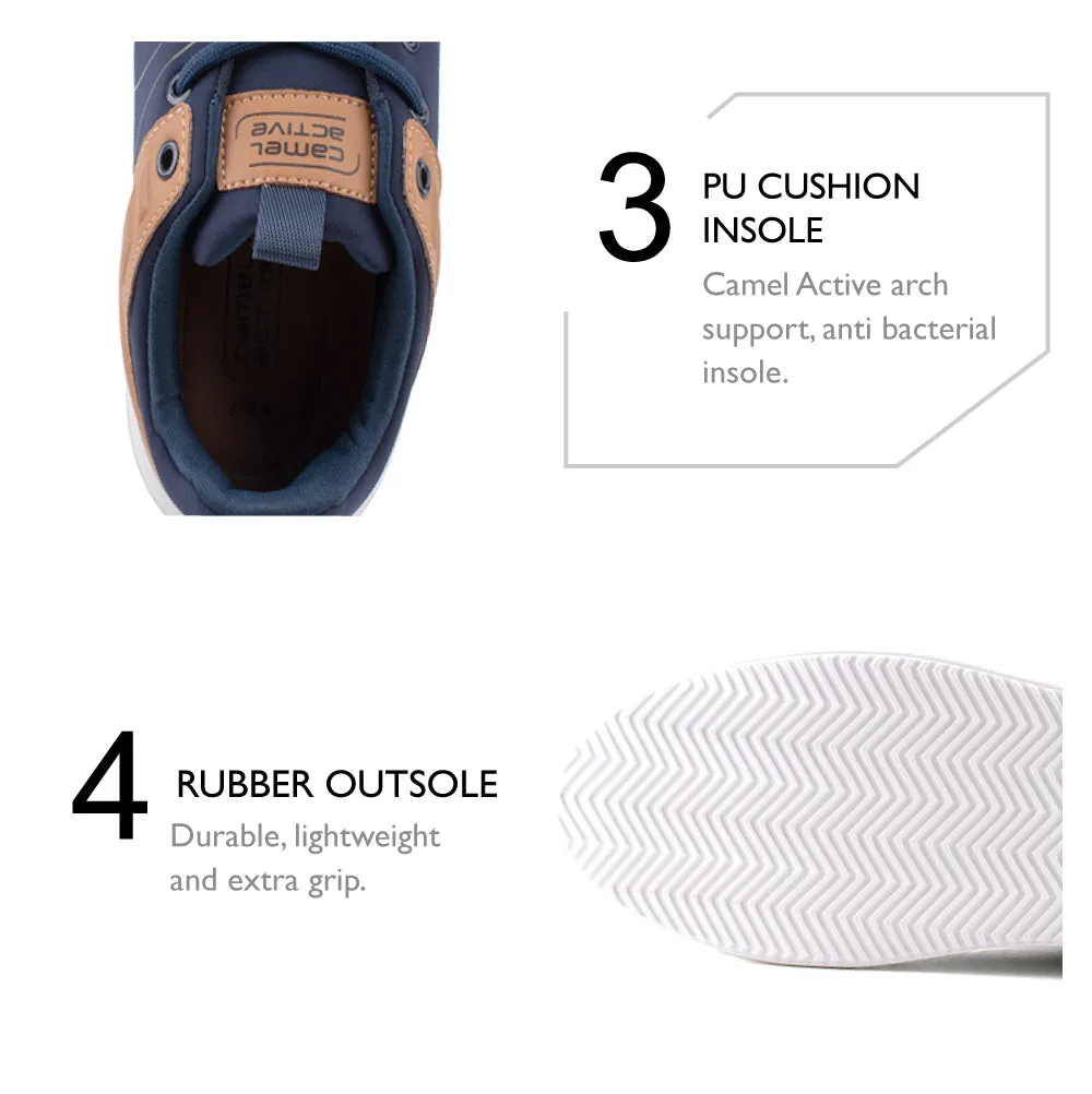 camel active Women Alex 2 Court-Sneakers  with slip-on comfort Panel Design Ladies Alex 2 -762302-YX01SV-43-NAVY Best Sneakers With Wide Toe Box