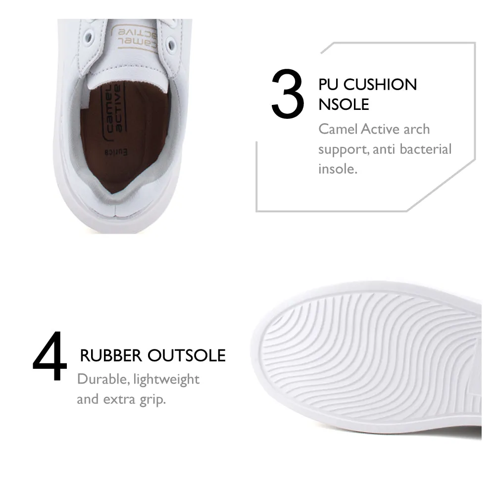 camel active Women Court-Sneakers  with slip-on comfort Panel Design Ladies Eurica -762301-YX01SV-0-WHITE Socks For Sneakers