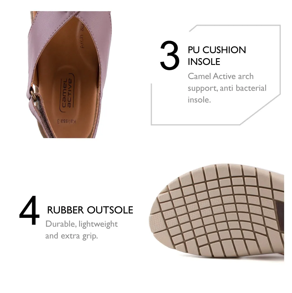 camel active Women Kalissa 3 Slip-On Sandals with slip-on comfort Panel Design Ladies Kalissa 3 -792204-DZ02SV-47-PURPLE Merrell Hiking Sandals