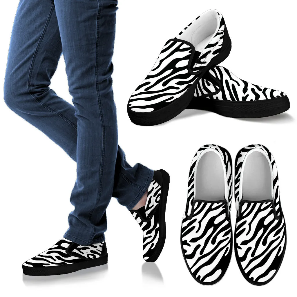 Slip On Open Back Shoes Zebra Stripe Women's Slip Ons