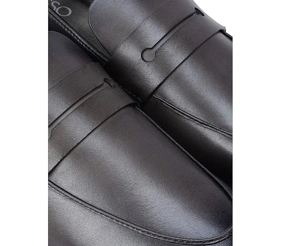 Loafers Navy Grey Leather Panel Loafers